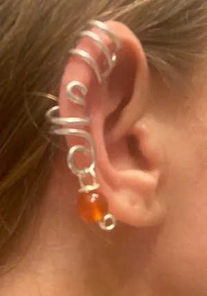 New 3 Piece Set Wire Ear Cuffs With Agate Crystal Stone Bead Charm thumbnail 1