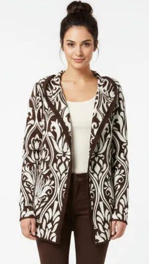 Avalanche Brown & White Long Sleeve Zip Up Hoody Sweater M thumbnail 1