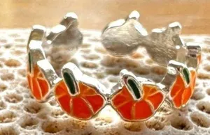 Pumpkin Ring New Orange Silver Adjustable Thanksgiving Autumn Jewelry Fe… thumbnail 1