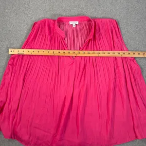 Current Air Pleated Sleeveless Blouse Women's Medium Pink Satin V-Neck Flowy thumbnail 6