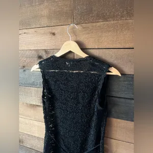 Vintage Laundry by Shelli Segal Black Lace Tunic Dress Button Front Size 4 thumbnail 13