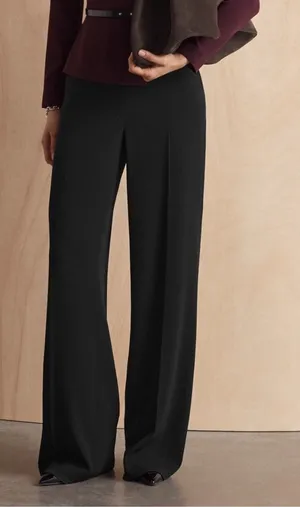 The‎ Fold London Clever Crepe Adelaide Wide Leg Trousers Black US 10 thumbnail 1