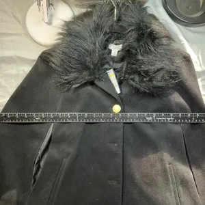 Crown & Ivy Black Faux Fur Collar Cape Coat Size S thumbnail 7