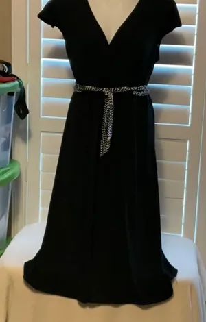 Merona Black A-line Midi Dress with Flutter Sleeves thumbnail 1