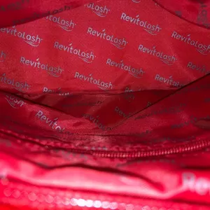 Red Scallop Textured Zippered Cosmetic Makeup Organizer Bag RevitaLash thumbnail 6