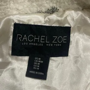 Rachel Zoe Cream Sherpa Fleece Zip Up Jacket SZ M Plush Faux Outerewear Cozy thumbnail 3