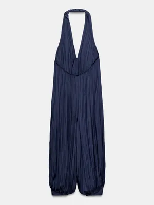Zara zw collection satin open back jumpsuit thumbnail 7