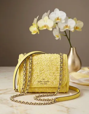 ✨ Kate Spade Yellow Tweed & Chain Convertible Crossbody Shoulder Bag ✨ thumbnail 1