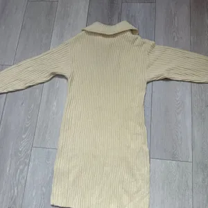 Missguided cream quarter zip long sleeve sweater knit midi dress size 4 tall‎ thumbnail 2