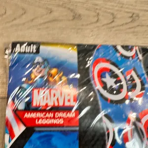 Marvel American Dream Leggings Adult One Size Captain Shield‎ Pattern Halloween thumbnail 2