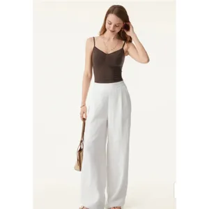 Brand New OGL Women's S Viscose-Linen Breezy Mid Rise Wide Leg Pant with Pockets thumbnail 2