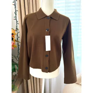 GU Milano Ribbed Polo Cardigan in Brown thumbnail 2