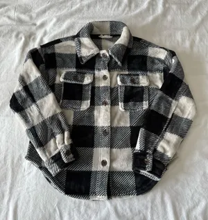 Black And White Plaid Soft Shacket thumbnail 1