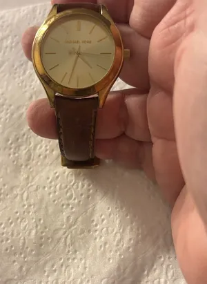 Michael Kors Gold-Tone Watch with Brown Strap As Is thumbnail 1