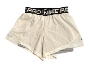 Nike Pro Shorts Womens Small White/ Gray Dri-Fit Running Workout Breathable thumbnail 1