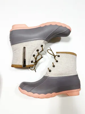 Sperry Top Sider Saltwater Duck Boot Rain Boot Pop Linen Rose Gray Pink Size 8.5 thumbnail 3