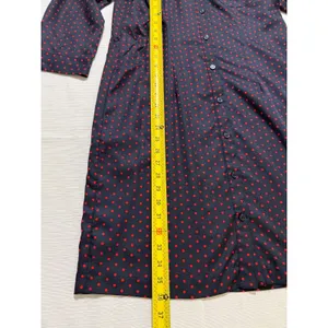 The Limited Navy Blue Red Polka Dot Button Front Shirt Dress Medium 3/4 Sleeve thumbnail 2