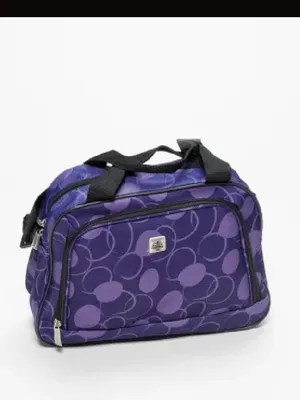 Purple polka dot carry on luggage bag with small accessory bag thumbnail 9