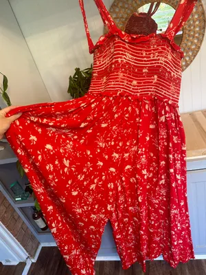 Free People Color My World Red Jumpsuit thumbnail 4