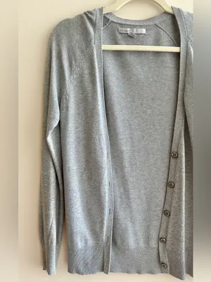 Old Navy Women’s Grey Lightweight Knit Button Down Cardigan, Size Small thumbnail 3