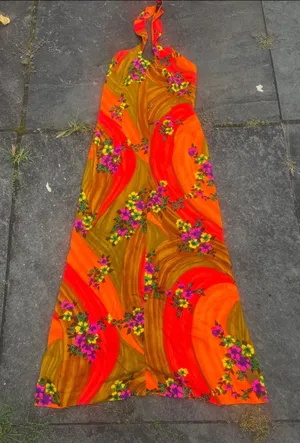 Bright Orange Tropical Sun Dress thumbnail 1