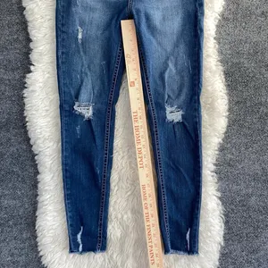 Enjean Denim Co Blue Denim Jeans Distressed Skinny Raw Hem Y2k Grunge Mallcore thumbnail 5