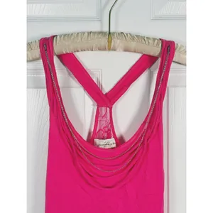 Vintage Y2K Abercrombie & Fitch Chain Cowl Neck Tank Top Size XS Pink Lace Bratz thumbnail 5