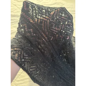 Black Infinity Scarf Open Knit Delicate Lace Elegant Gothic Cozy Fall Winter thumbnail 5