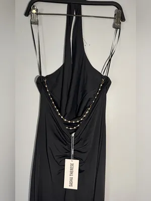 Cowl Neck Black Maxi Dress thumbnail 4