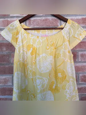 Lilly Pulitzer Shift Dress Women’s XS Butter Yellow Floral Preppy Resort Cotton thumbnail 3