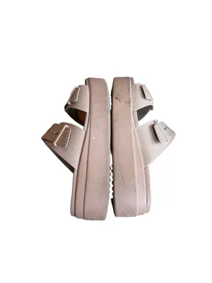 Crocs Taupe Double Buckle Platform Slide Sandals Flatform Comfort Size 8 Women's thumbnail 9