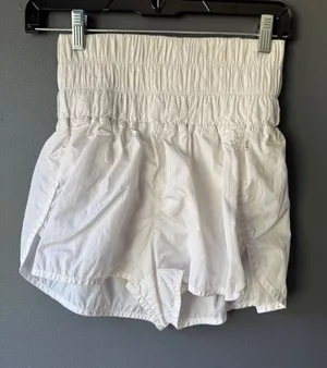 Free People White High Waist Smocked Shorts thumbnail 1