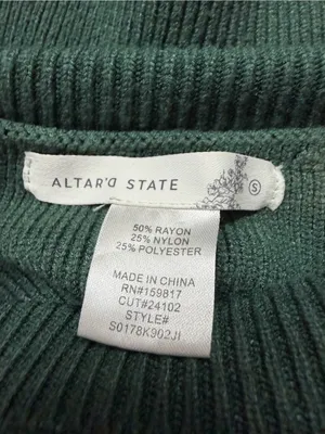 Altar’d State Oversized Mock Neck Sweater Green Slouchy Knit Small thumbnail 5