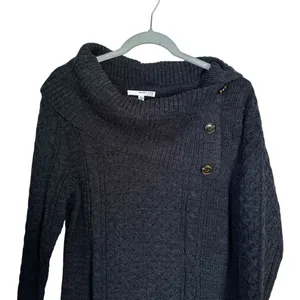 Studio One Women’s Sz XL Gray Cowl Neck Bodycon Knee Length Knit Sweater Dress thumbnail 2