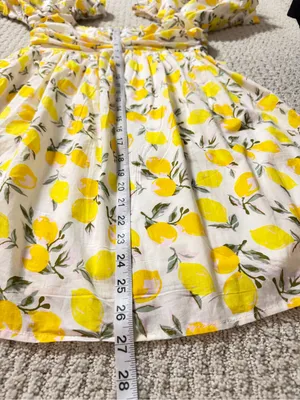TRIXXI Los Angeles Lemon Print Puff Sleeve Mini Dress Size M NWT thumbnail 12