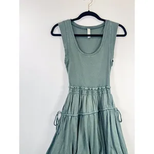 Anthropologie Daily Practice Mini Dress Green Bubble Ribbed Tank Stretch 2XS XXS thumbnail 5