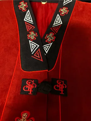 Faux suede tribal jacket with embroidery Red Size L thumbnail 10