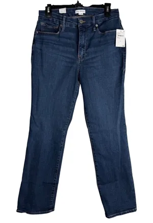 Good American Good Legs Straight Mid Rise Blue Stretch Jeans GLS873T Size 10 NWT thumbnail 1