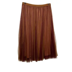 Hem And Thread Women Whimsy Fairy Skirt‎ M Brown Burgundy Tulle Pleated Romantic thumbnail 2