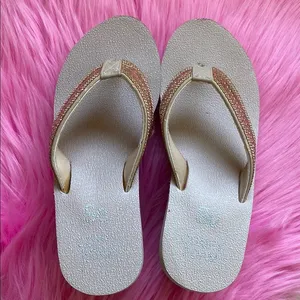 Stylish SO Beige Flip-Flops with Rhinestone Straps thumbnail 2