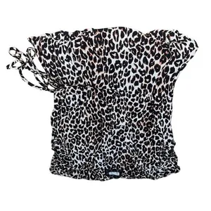 Reformation April Moxie Wrap Top Leopard Animal Print‎ Brown XS thumbnail 3