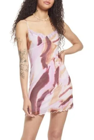BP Lace Cami Mesh Minidress -‎ Pink/Multi - Size 1X thumbnail 1