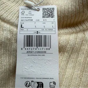 Mango MNG Wool Blend Layered Mock Neck Sweater Cream L NWT Quiet Luxury thumbnail 8