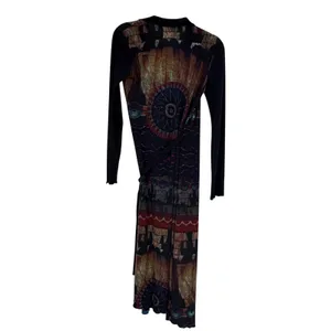 Vintage Y2K ANAC Mesh Maxi Dress S Abstract Print Art to Wear Whimsigoth Grunge thumbnail 2