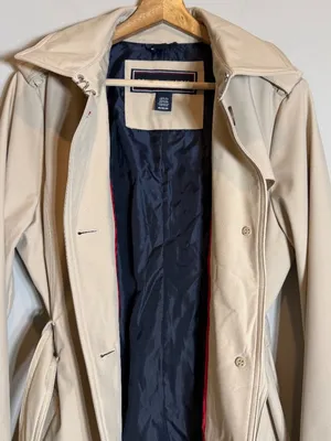 Tommy Hilfiger Belted Trench Coat Womens Medium Beige Lightweight Preppy Classic thumbnail 14