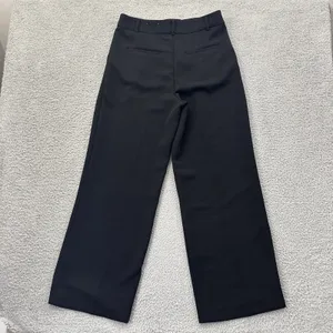 Loft The Peyton Trouser Pants Crepe Black Wide Leg Preppy Women's 8 x 30 thumbnail 3