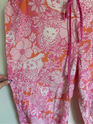Lilly Pulitzer Pink & Orange Wild Cat Print Pajama Pants thumbnail 2