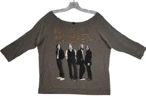 The Beatles Band Graphic Long Sleeve Off Shoulder Top Shirt Size‎ M thumbnail 1