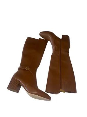 NEW Michael Kors Faux Leather Tall Riding Boot Logo SZ-11M Brown MK Logo thumbnail 6