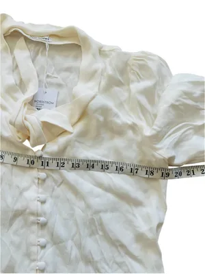 Reformation Cream tie neck blouse NEW thumbnail 3